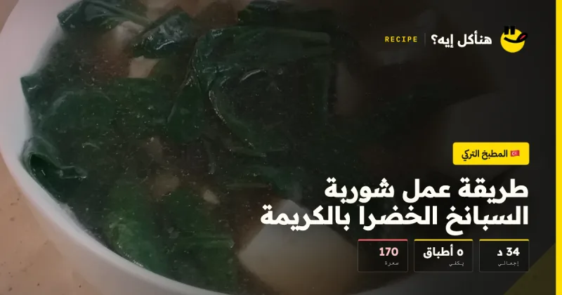 طريقة عمل شوربة السبانخ الخضرا بالكريمة — المطبخ التركي على هنأكل إيه؟