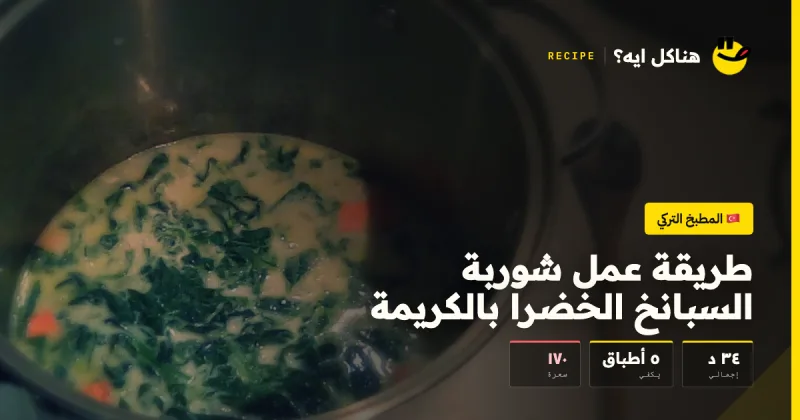 طريقة عمل شوربة السبانخ الخضرا بالكريمة — المطبخ التركي على هناكل ايه؟